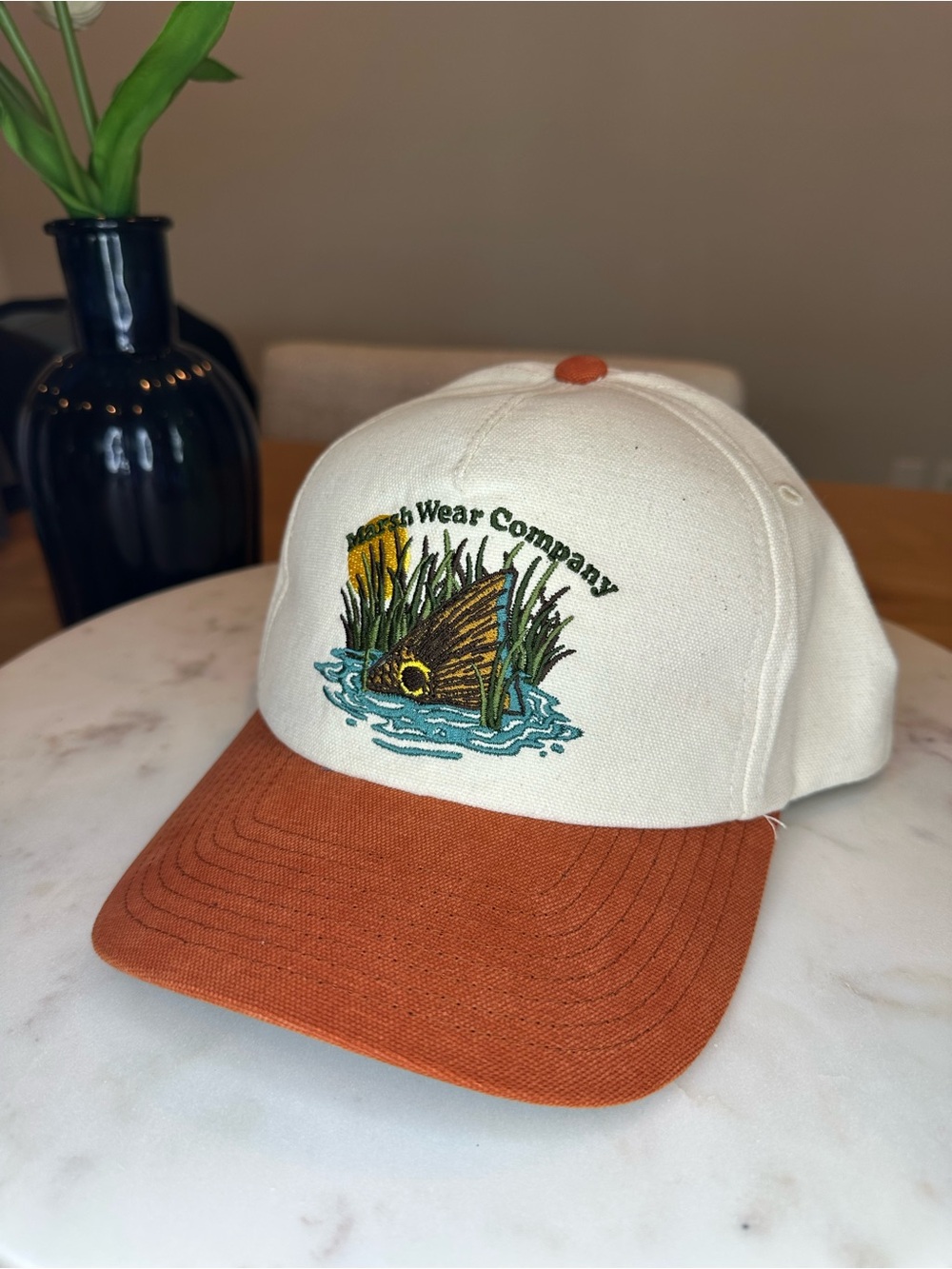 Men’s Marsh Wear Company Two-Tone Fish Embroidered Baseball Cap - Cream & Rust